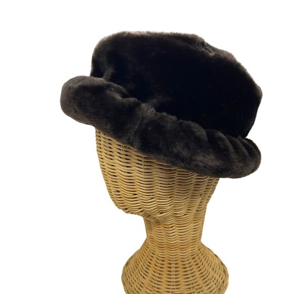 Betmar Hat New York Black Brown Faux Fur Lined Winter Made in USA Women Vintage main image 5